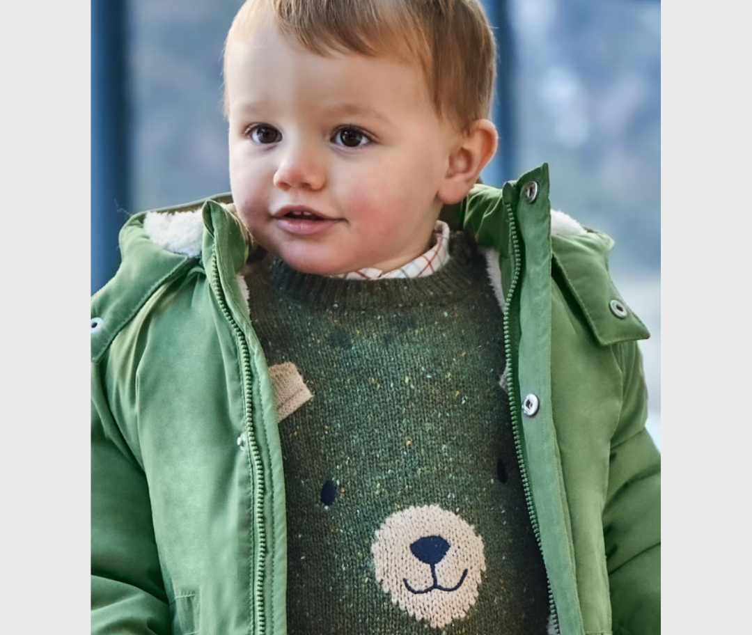 2pc Green Bear Sweater w Khaki Corduroy Pant