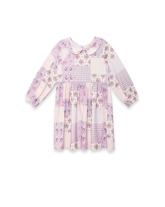 Liliana Dress, patchwork floral dress girls, pink gingham dress kids, boutique kids clothing, girls Peter Pan collar dress, toddler girls boutique dress, fall floral dress girls, girls long sleeve dress, boutique toddler outfits, cute girls dresses, Back to school outfits, school outfits for girls, pre-k clothing, kids fall fashion