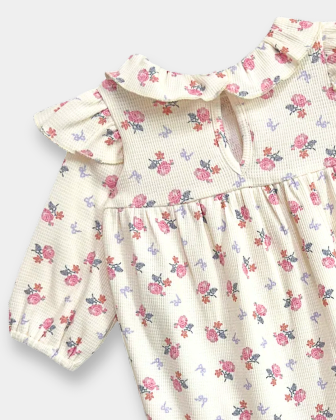 baby girl floral romper, infant ruffle romper, long sleeve baby romper, boutique baby girl outfit, ribbed knit baby romper, pink floral romper baby, baby shower outfit girl, newborn romper boutique, baby girl fall outfit, cute baby girl clothing, back to school, school outfits, pre-k clothing