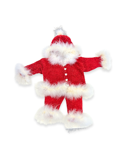boutique baby holiday outfit Expressions Boutique NY, red chenille Christmas baby set, Santa baby outfit with hat, soft fuzzy infant holiday clothing, festive baby winter outfit warm cozy