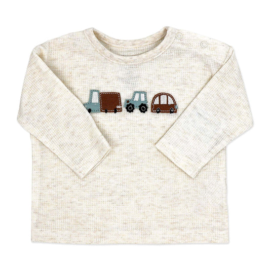 baby boy 3 piece set with hat, oatmeal waffle knit baby outfit, boutique infant boy clothing set, newborn embroidered car top outfit, toddler boy striped pant set, baby boy cozy fall clothing, boutique infant everyday wear, baby boy 3pc take home set, newborn waffle knit outfit boy, infant boy boutique casual set
