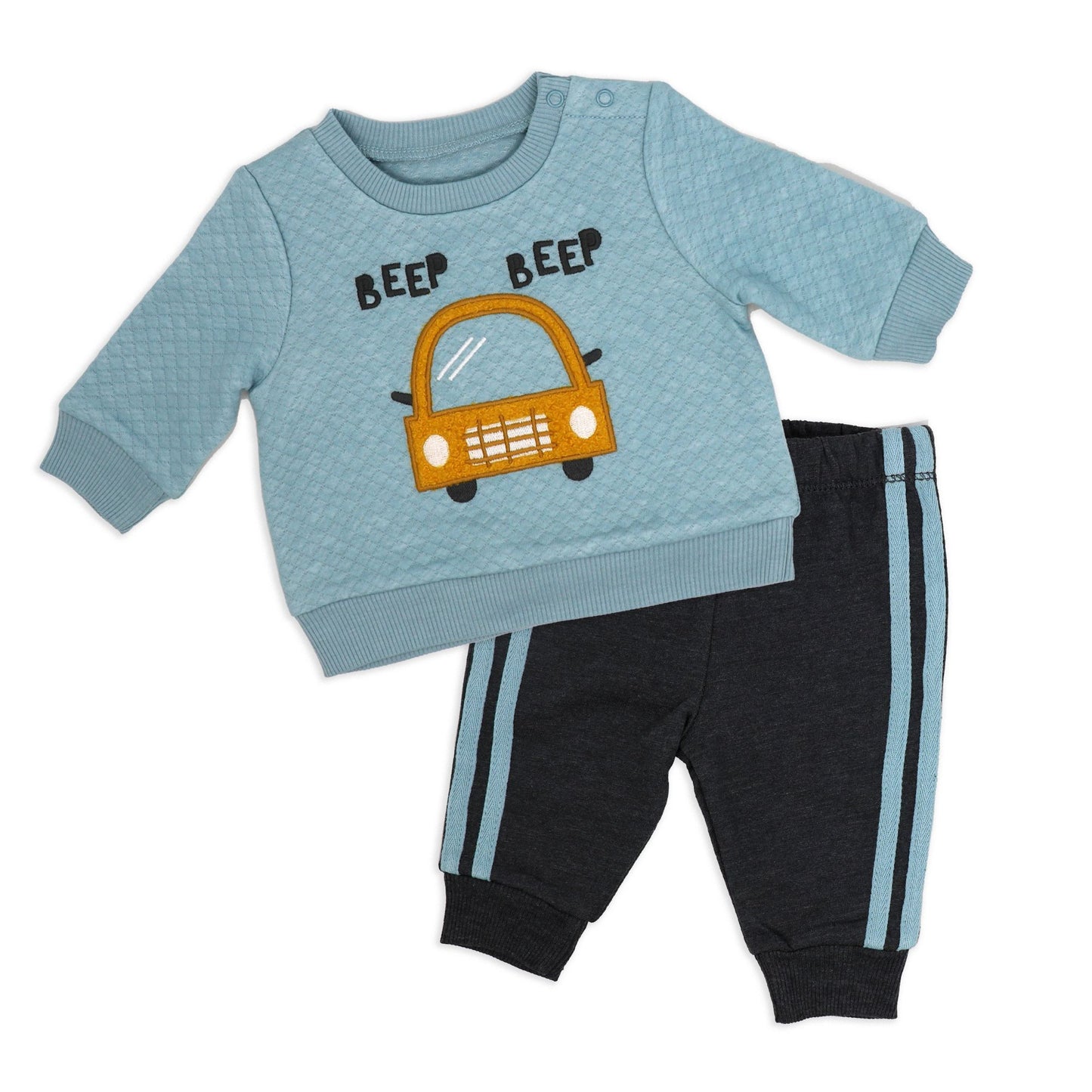 boys 2 piece sweatsuit set, toddler car graphic sweatsuit, baby boy jogger set, boutique boys outfit, beep beep sweatshirt set, cozy toddler outfit, boys quilted sweatshirt and pants, baby boy casual wear set, boutique toddler clothing boys, everyday boys playtime outfit