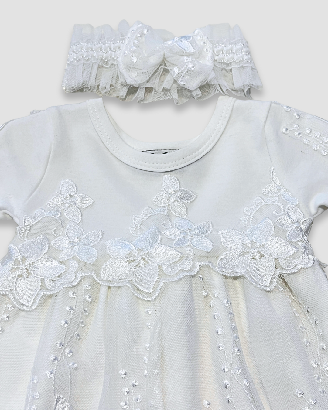boutique baby lace romper Expressions Boutique NY, white lace christening outfit, infant baptism romper with headband, floral embroidered baby outfit, heirloom cotton lace baby girl romper