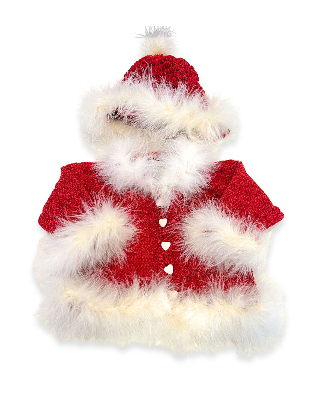 boutique baby holiday outfit Expressions Boutique NY, red chenille Christmas baby set, Santa baby outfit with hat, soft fuzzy infant holiday clothing, festive baby winter outfit warm cozy