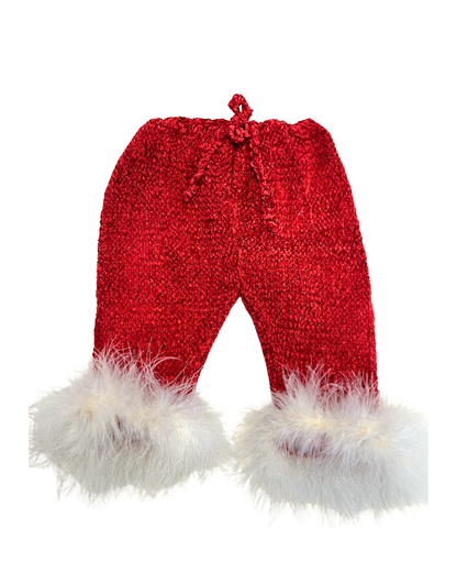 boutique baby holiday outfit Expressions Boutique NY, red chenille Christmas baby set, Santa baby outfit with hat, soft fuzzy infant holiday clothing, festive baby winter outfit warm cozy