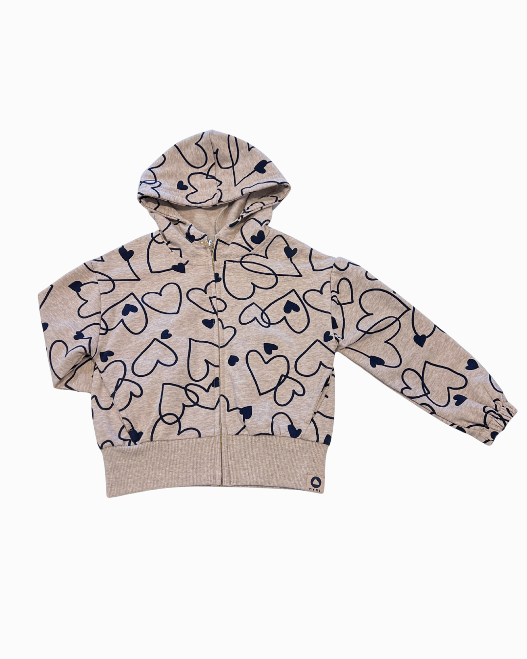 2pc Zipper Hoody w Scattered Hearts & Pants