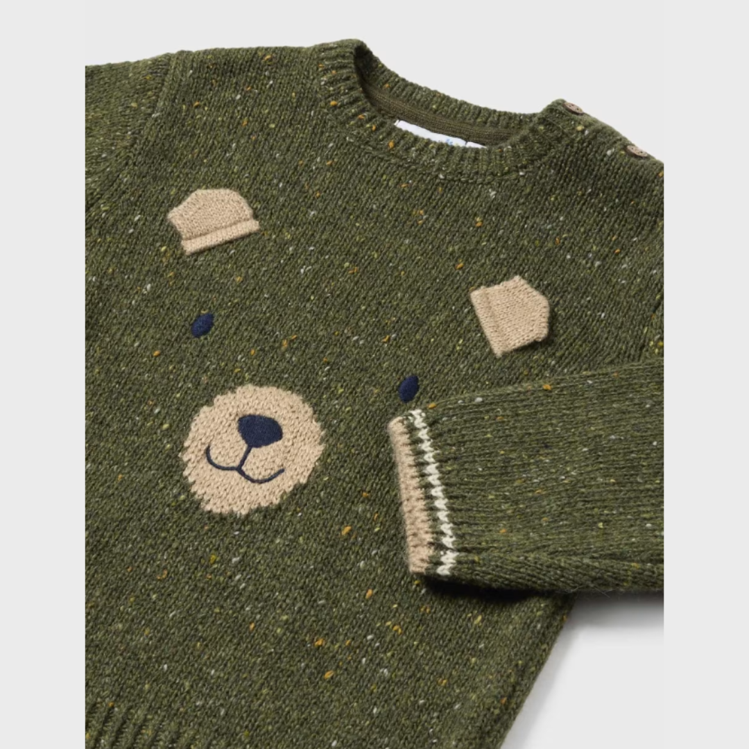 2pc Green Bear Sweater w Khaki Corduroy Pant