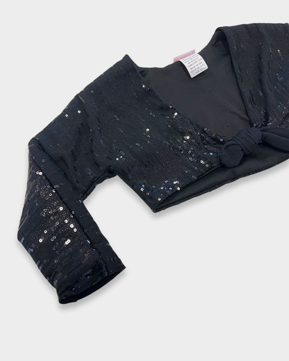 girls bolero jacket, sequin bolero, kids cropped jacket, girls party jacket, black sequin shrug, formal girls cover-up, dressy jacket for girls, holiday outfit topper