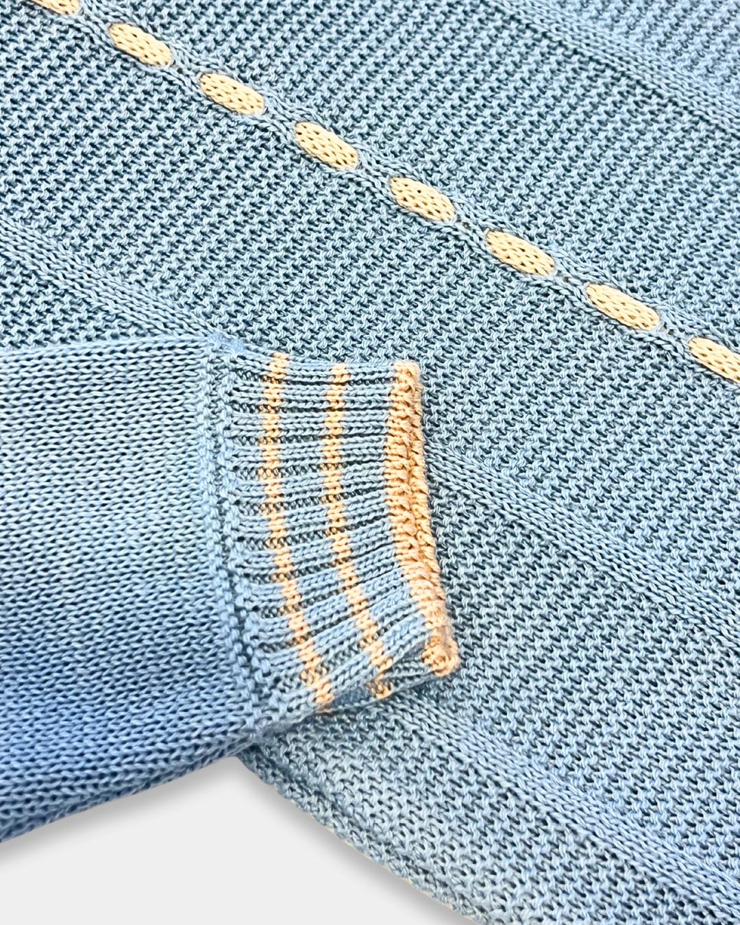 baby knit romper, toddler knit one-piece, denim blue baby romper, boutique knit baby clothes, ecru stitch baby outfit, knit romper boys, knit romper girls, cozy baby knitwear, unisex knit romper, boutique baby shower gift, Expressions Boutique NY, Woodbury kids boutique