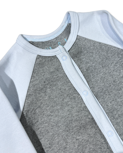 Grey/Blue Snap Footie