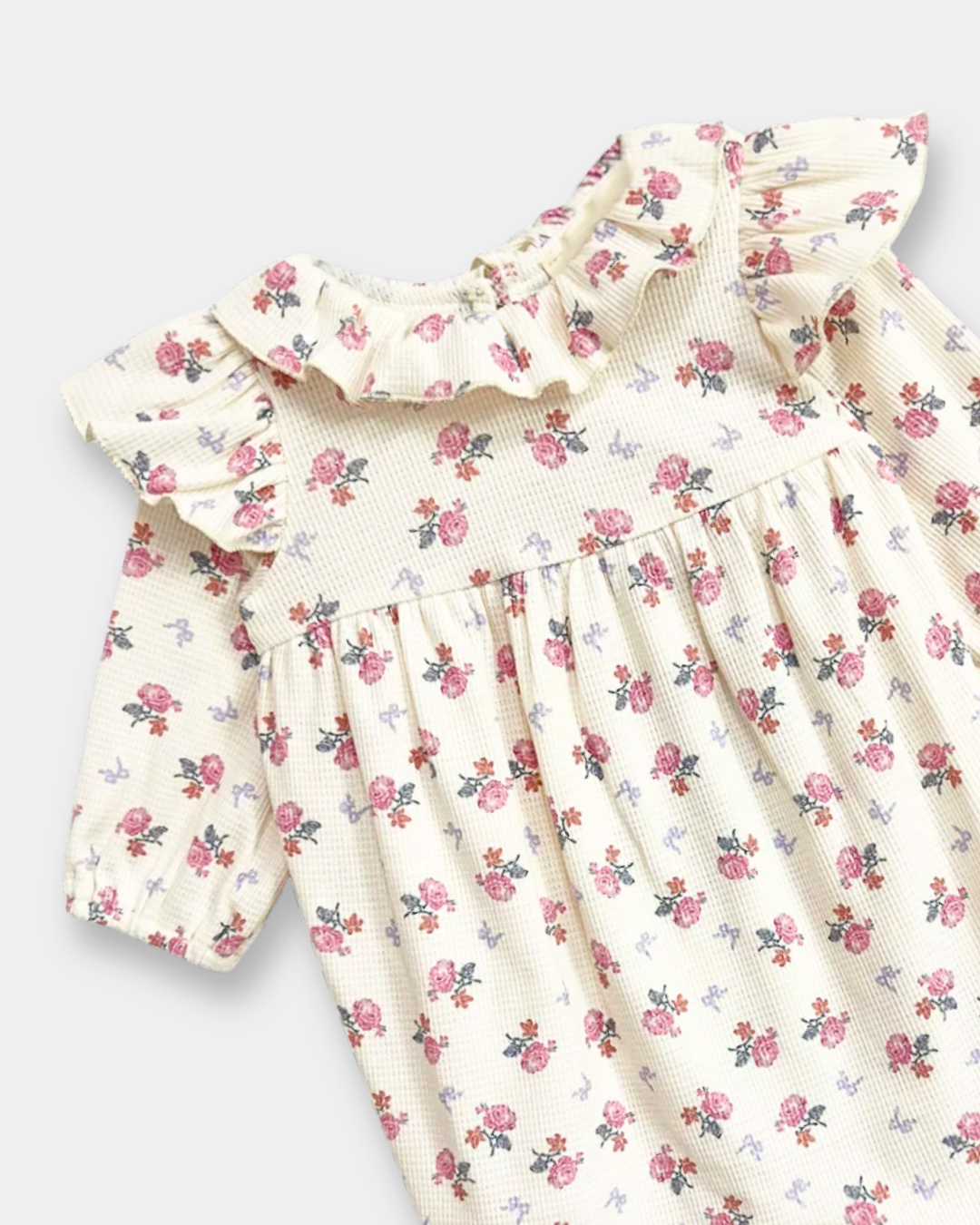 baby girl floral romper, infant ruffle romper, long sleeve baby romper, boutique baby girl outfit, ribbed knit baby romper, pink floral romper baby, baby shower outfit girl, newborn romper boutique, baby girl fall outfit, cute baby girl clothing, back to school, school outfits, pre-k clothing