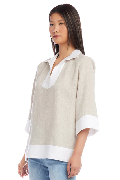Linen Oat Contrast Tunic