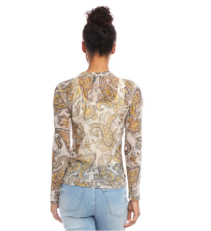 Yellow Paisley Mesh Top