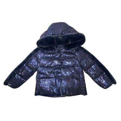 Navy Taffeta Sequins Coat
