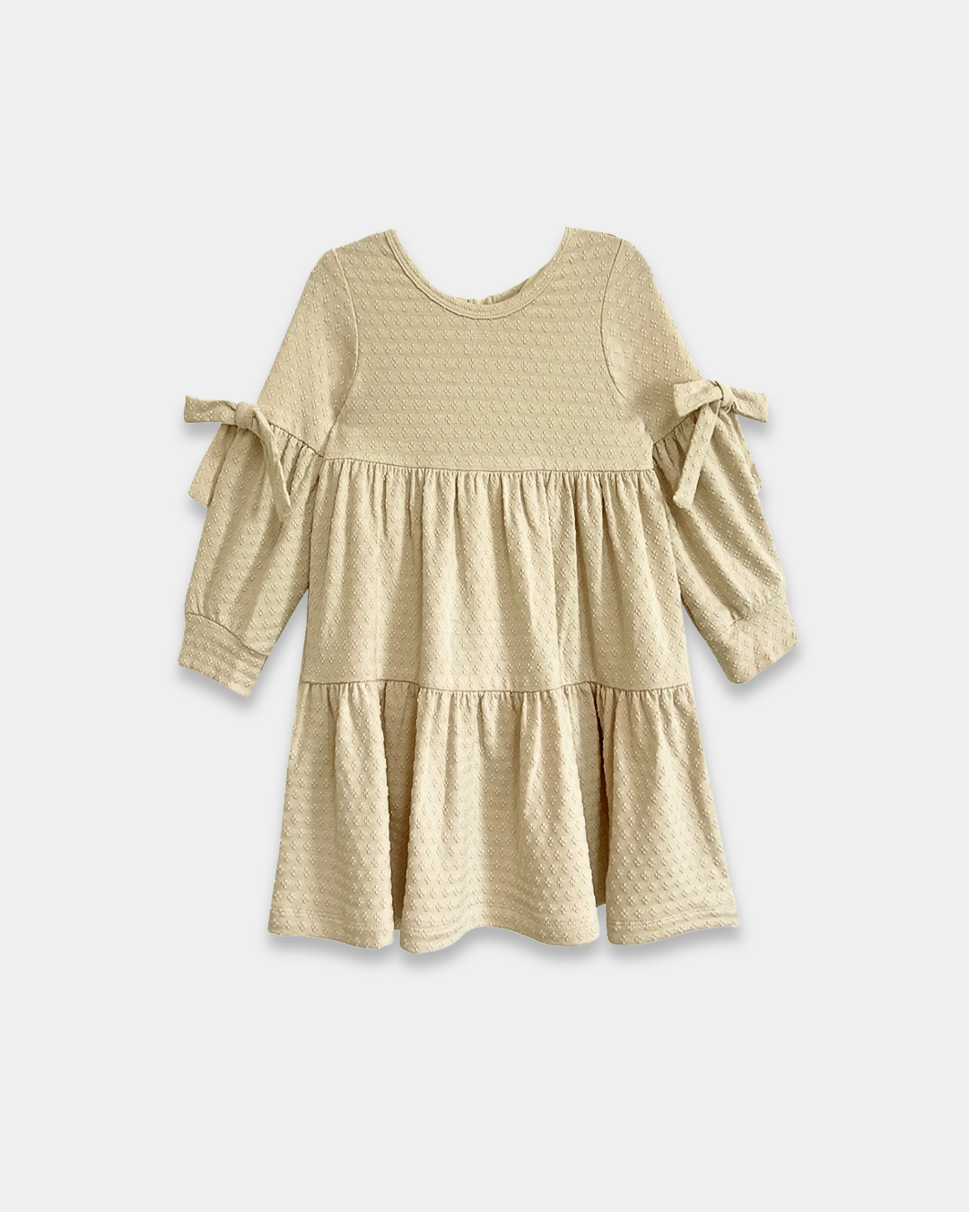 cinnamon sugar baby dress, toddler girl fall dress, boutique girls dress, neutral baby girl outfit, textured knit dress, long sleeve toddler dress, baby shower gift outfit, little girls holiday dress, boutique fall clothing, soft neutral girls fashion, back to school, pre-k clothing