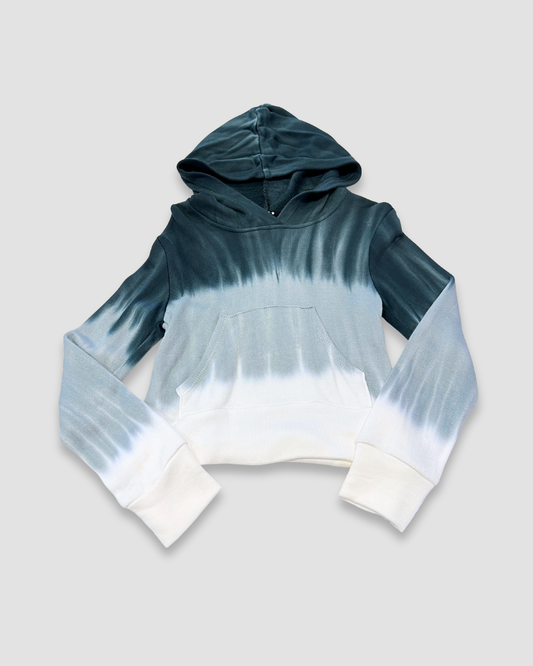 girls tie dye hoodie, ombre cropped sweatshirt, Expressions Boutique NY kids fashion, grey black white hoodie, trendy girls loungewear