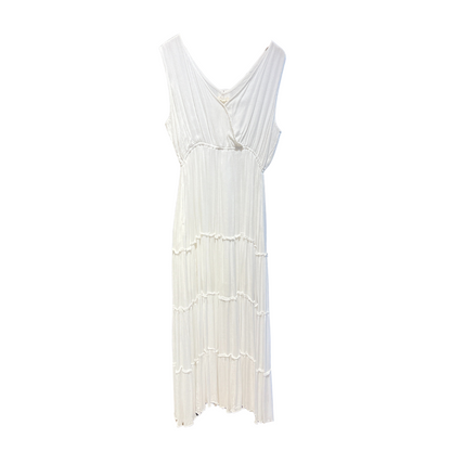 White Solid Maxi Dress