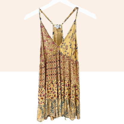 Beige Patchwork Tunic Dress