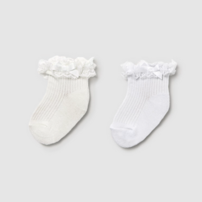 Sock w lace cuff & satin Bow