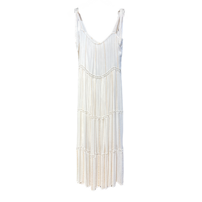 White w Gold thread Maxi Lurex Dress