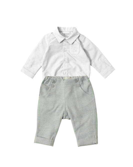 boys dress set, boys button up outfit, toddler boys formal outfit, boys grey pant set, classic boys clothing, boutique boys outfit, toddler dress clothes for boys, boys photo day outfit, neutral boys outfit