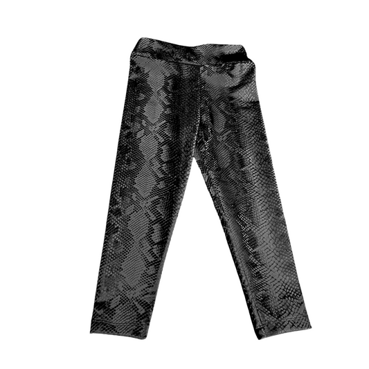 Black Faux Snake Leather Legging