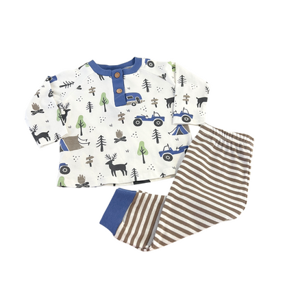 3pc Campfire Henley Shirt, Pants & Hat