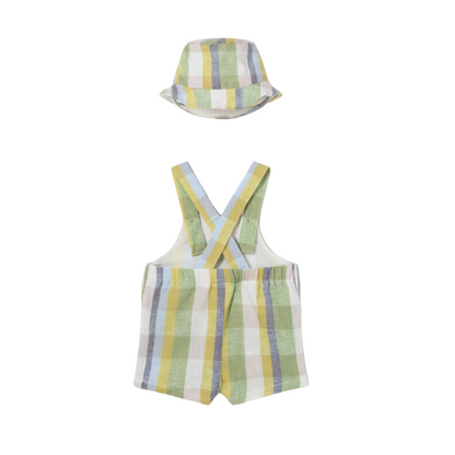 3pc Multi Color Overall w Hat & White Tee
