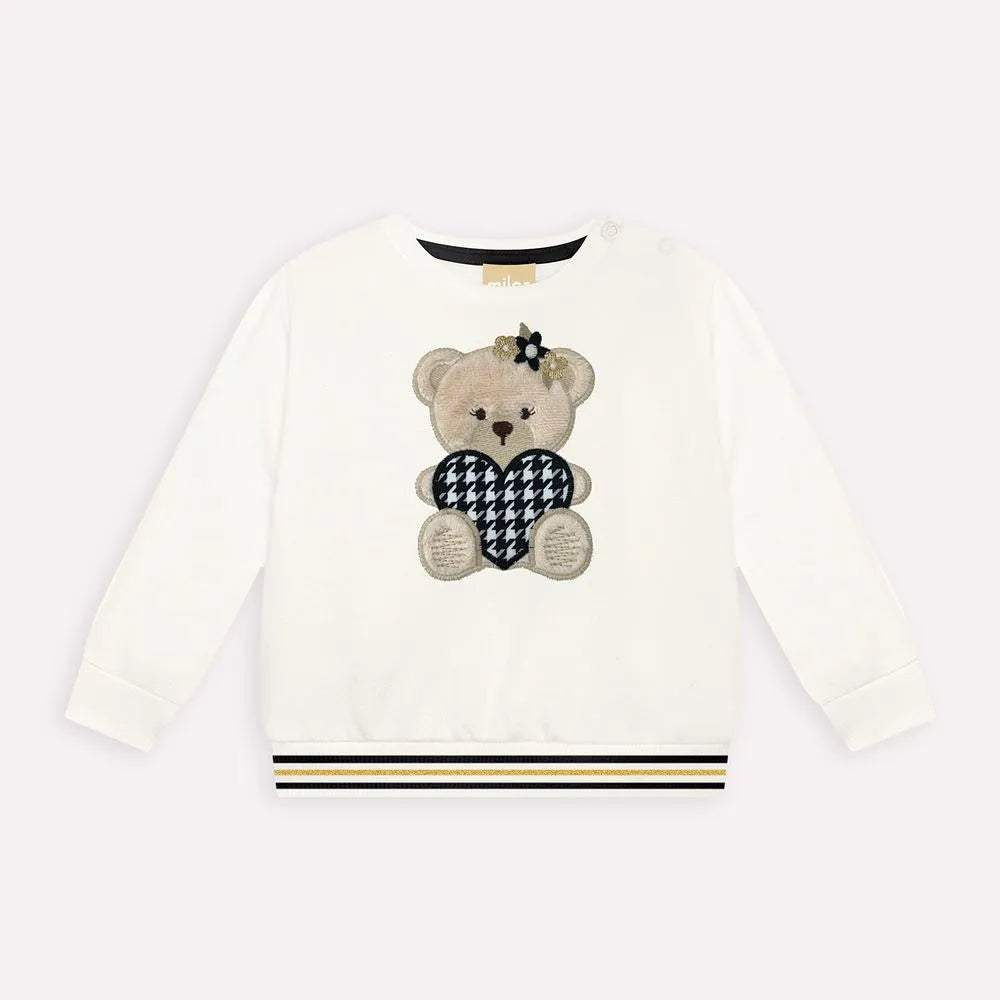 girls teddy bear outfit, toddler 2pc sweatshirt and pants set, boutique bear applique outfit, baby girl houndstooth heart set, girls jogger pant outfit, girls heart patch pants, boutique toddler gift set, girls bear top and pant outfit, toddler girl cute outfit boutique, cozy girls fall/winter outfit