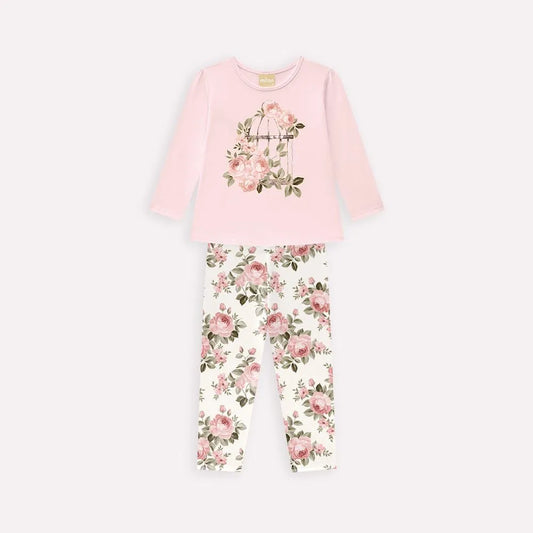 girls floral 2pc set, pink top with rose print leggings, boutique toddler outfit set, girls spring outfit floral, baby girl rose print leggings set, toddler boutique clothing set, girls pastel pink outfit, floral top and leggings for girls, toddler girl casual outfit set, boutique toddler girl clothing