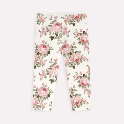 girls floral 2pc set, pink top with rose print leggings, boutique toddler outfit set, girls spring outfit floral, baby girl rose print leggings set, toddler boutique clothing set, girls pastel pink outfit, floral top and leggings for girls, toddler girl casual outfit set, boutique toddler girl clothing