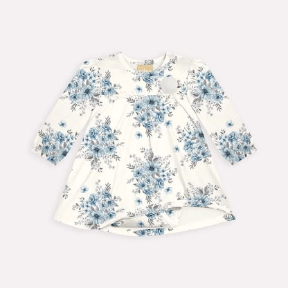girls floral dress boutique, blue flower toddler dress, baby girl special occasion outfit, off white and blue dress for girls, boutique girls floral outfits, toddler girl party dress boutique, long sleeve floral dress kids, elegant toddler girl dress, boutique special occasion dresses, girls holiday floral dress