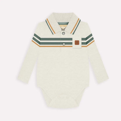 baby boy henley onesie set, grey henley bodysuit with pants, toddler boy jogger set, boutique baby boy outfit, green sweatpants baby set, stylish baby boy clothing boutique, baby boy casual outfit set, infant boy two-piece outfit, collared onesie with joggers, fall baby boy clothing set