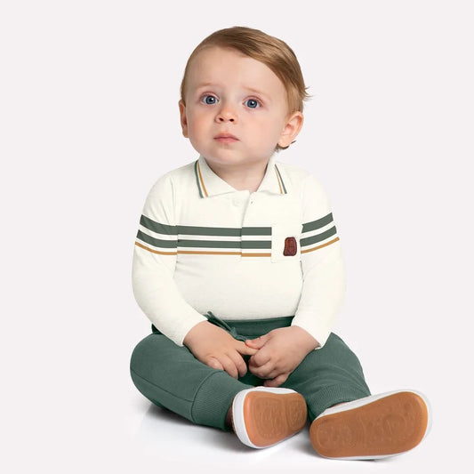 baby boy henley onesie set, grey henley bodysuit with pants, toddler boy jogger set, boutique baby boy outfit, green sweatpants baby set, stylish baby boy clothing boutique, baby boy casual outfit set, infant boy two-piece outfit, collared onesie with joggers, fall baby boy clothing set