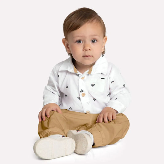 2pc Pickleball Button Up Onesie w Khaki Pants
