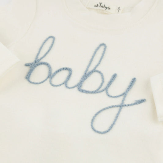 baby embroidered outfit neutral, fog blue embroidered baby set, boutique newborn outfit boy, cream baby pant set, embroidered toddler clothing, unisex newborn gift set, soft cotton baby boy outfit, boutique baby clothes neutral, embroidered newborn photo outfit, baby shower gift neutral