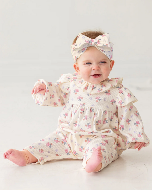 baby girl floral romper, infant ruffle romper, long sleeve baby romper, boutique baby girl outfit, ribbed knit baby romper, pink floral romper baby, baby shower outfit girl, newborn romper boutique, baby girl fall outfit, cute baby girl clothing, back to school, school outfits, pre-k clothing