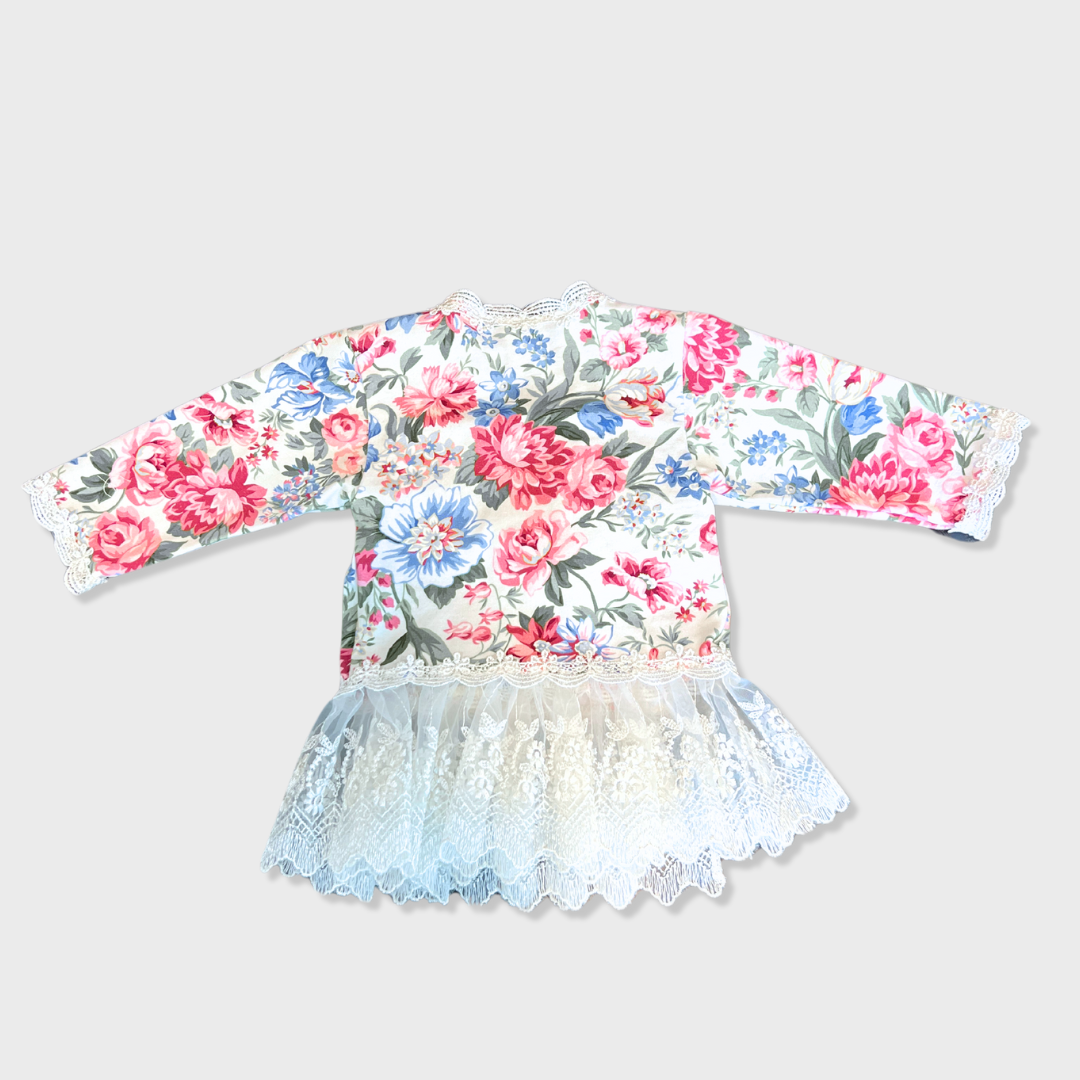 2pc Floral Set w Lace Trim