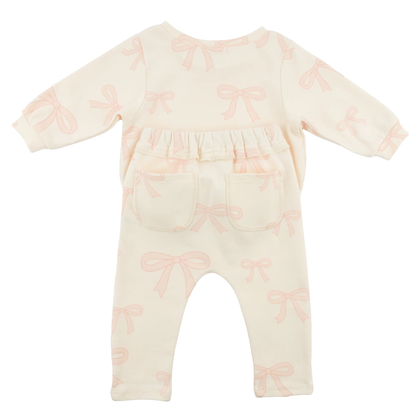 big bow baby outfit, pink bow toddler set, boutique baby girl clothing, Brooklyn Box pant set, baby girl 2-piece outfit, bow print loungewear, cute baby girl bow outfit, soft cotton toddler set, boutique bow baby clothes, stylish baby girl outfit