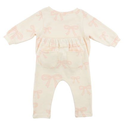 big bow baby outfit, pink bow toddler set, boutique baby girl clothing, Brooklyn Box pant set, baby girl 2-piece outfit, bow print loungewear, cute baby girl bow outfit, soft cotton toddler set, boutique bow baby clothes, stylish baby girl outfit