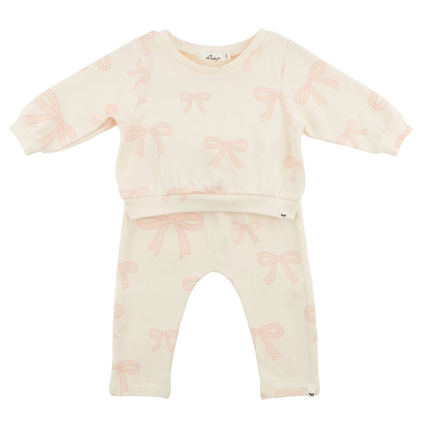 big bow baby outfit, pink bow toddler set, boutique baby girl clothing, Brooklyn Box pant set, baby girl 2-piece outfit, bow print loungewear, cute baby girl bow outfit, soft cotton toddler set, boutique bow baby clothes, stylish baby girl outfit
