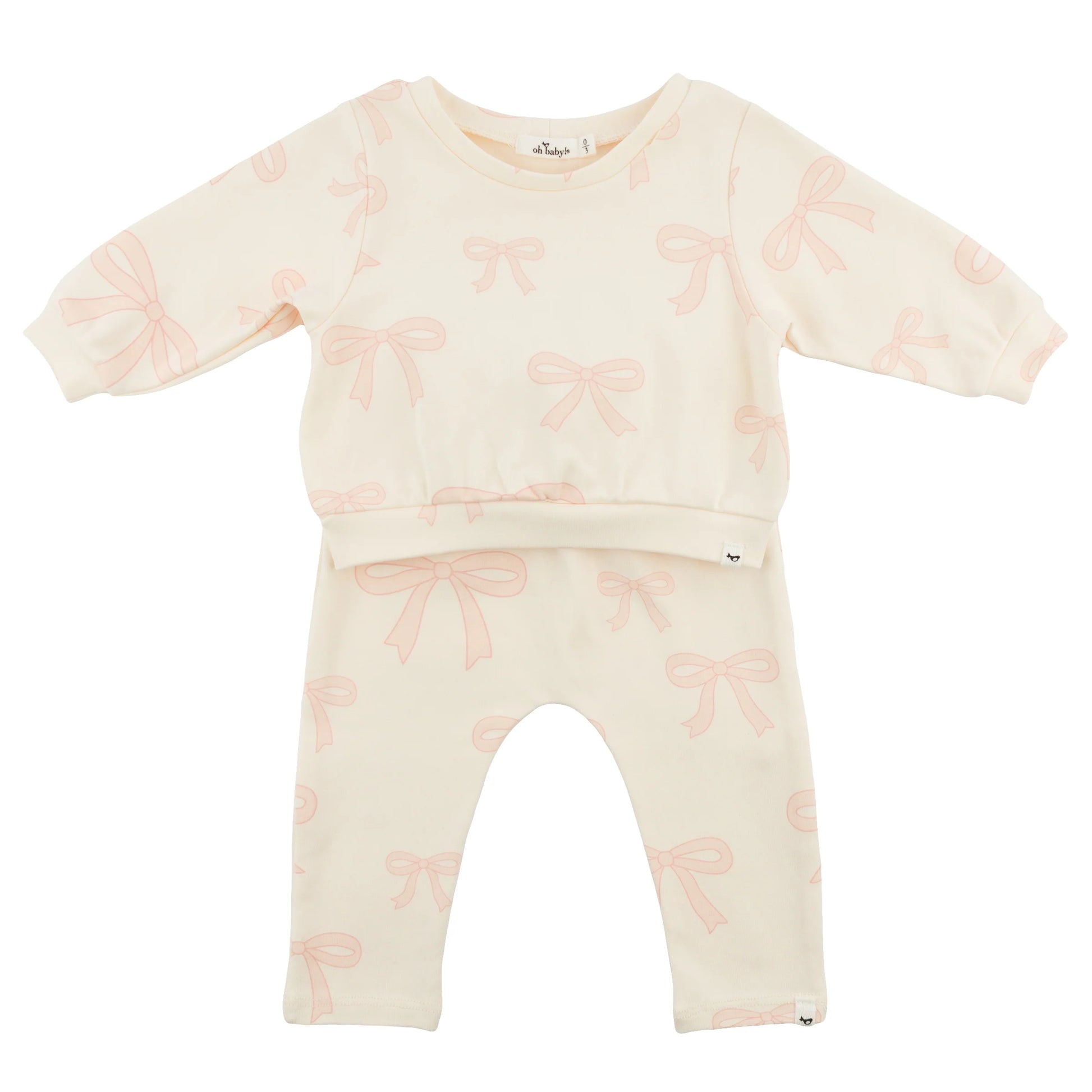 big bow baby outfit, pink bow toddler set, boutique baby girl clothing, Brooklyn Box pant set, baby girl 2-piece outfit, bow print loungewear, cute baby girl bow outfit, soft cotton toddler set, boutique bow baby clothes, stylish baby girl outfit
