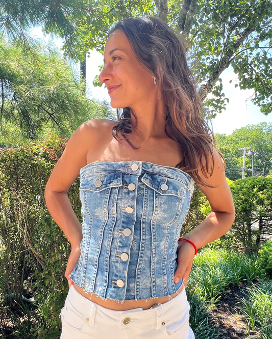 Denim Floral Corset