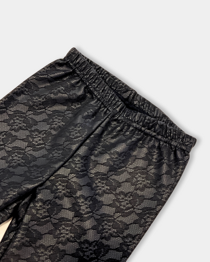 girls black vegan leather leggings, girls lace overlay leggings, kids faux leather leggings, boutique leggings for girls, girls fall leggings, girls fashion pants, floral leather look leggings, Expressions Boutique NY kids, stylish girls leggings, chic kids fashion