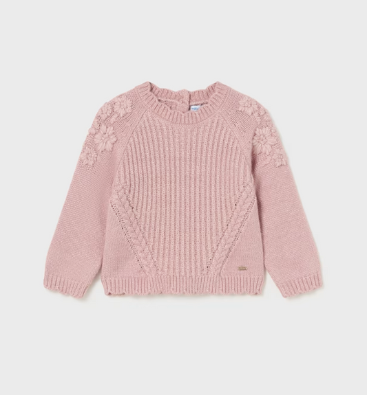 Blush Embroidered Flowers Sweater