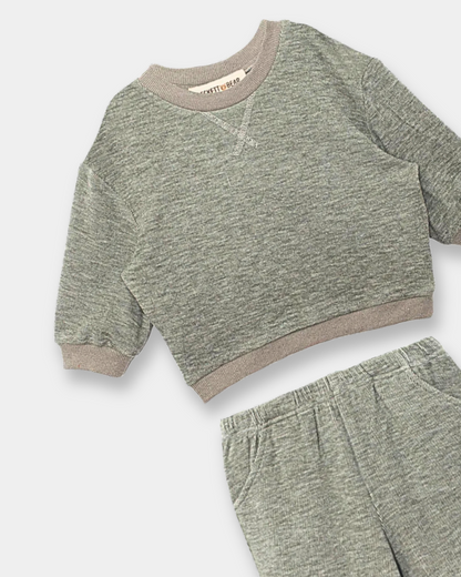 Miles pant set, kids jogger set, toddler jogger outfit, boutique kids loungewear, heathered knit kids set, unisex kids pant set, baby jogger set, toddler matching outfit, boutique toddler clothing, everyday kids outfit, back to school, school outfits, pre-k clothing
