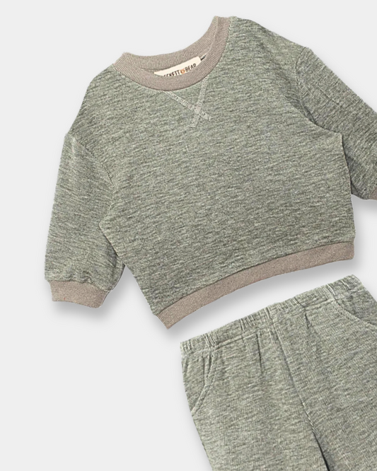 Miles pant set, kids jogger set, toddler jogger outfit, boutique kids loungewear, heathered knit kids set, unisex kids pant set, baby jogger set, toddler matching outfit, boutique toddler clothing, everyday kids outfit, back to school, school outfits, pre-k clothing