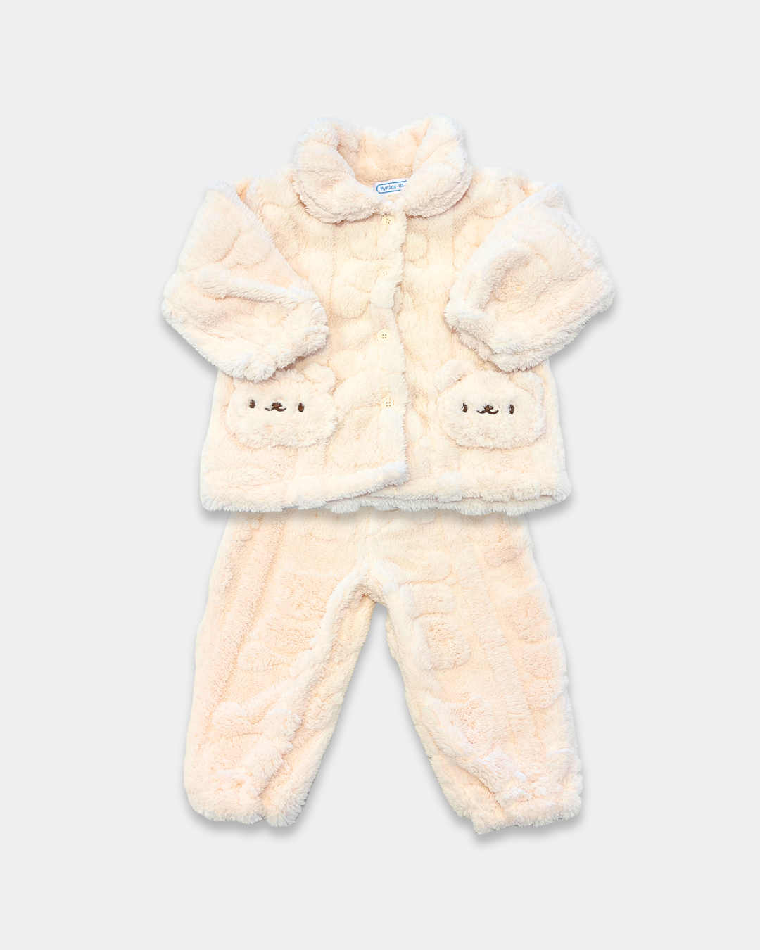 bear plush pant set, toddler teddy bear outfit, cozy fleece kids set, plush winter baby outfit, boutique toddler lounge set, baby bear face jacket, kids plush 2-piece set, warm toddler plush clothing, fleece baby boy girl set, cute toddler bear outfit