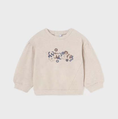 2pc Beige Smile Sweatshirt w Denim Pants