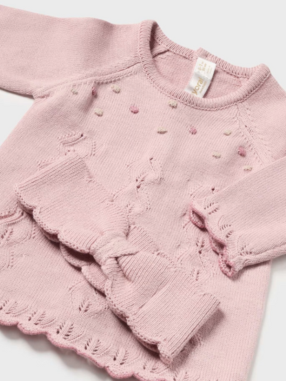 3pc Dusty Rose Scalloped Sweater With Taupe Legging & Headband